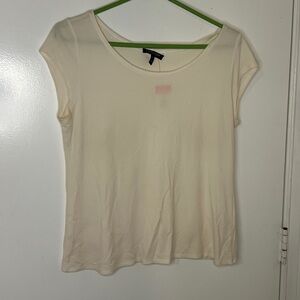 Eileen Fisher 100% Silk Cream Cap Sleeve Top